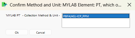Lab method and units confirmation