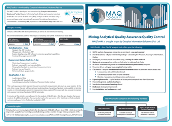 Brochure designed for Mining Analytical Quality Assurance Quality Control (MAQ) Toolkit